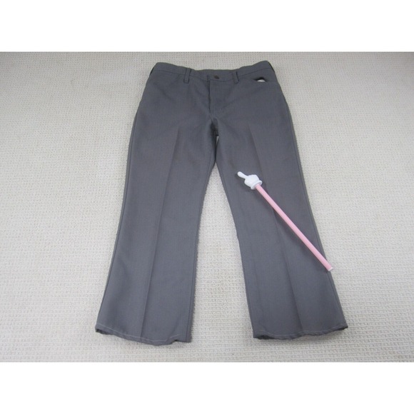 VTG Wrangler Pants Mens 36 Gray Chino 70's 80's USA Polyester Straight Leg 34x26 - Picture 1 of 9